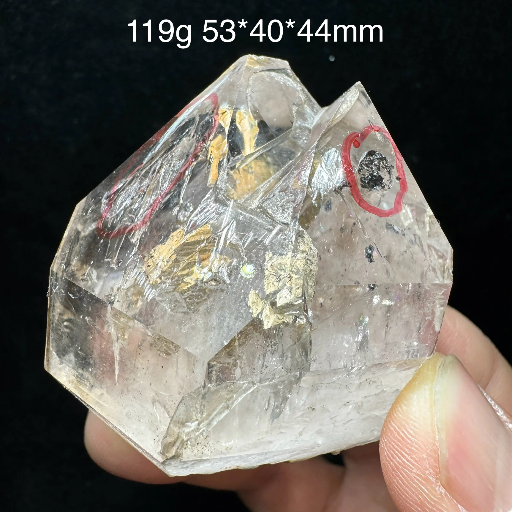 119g de Cuarzo Claro Natural de Chongqing con Diamante Herkimer, Mineral de Cuarzo con Burbujas de Grafito Fluorescente, Piedra Curativa (ver video para más detalles)