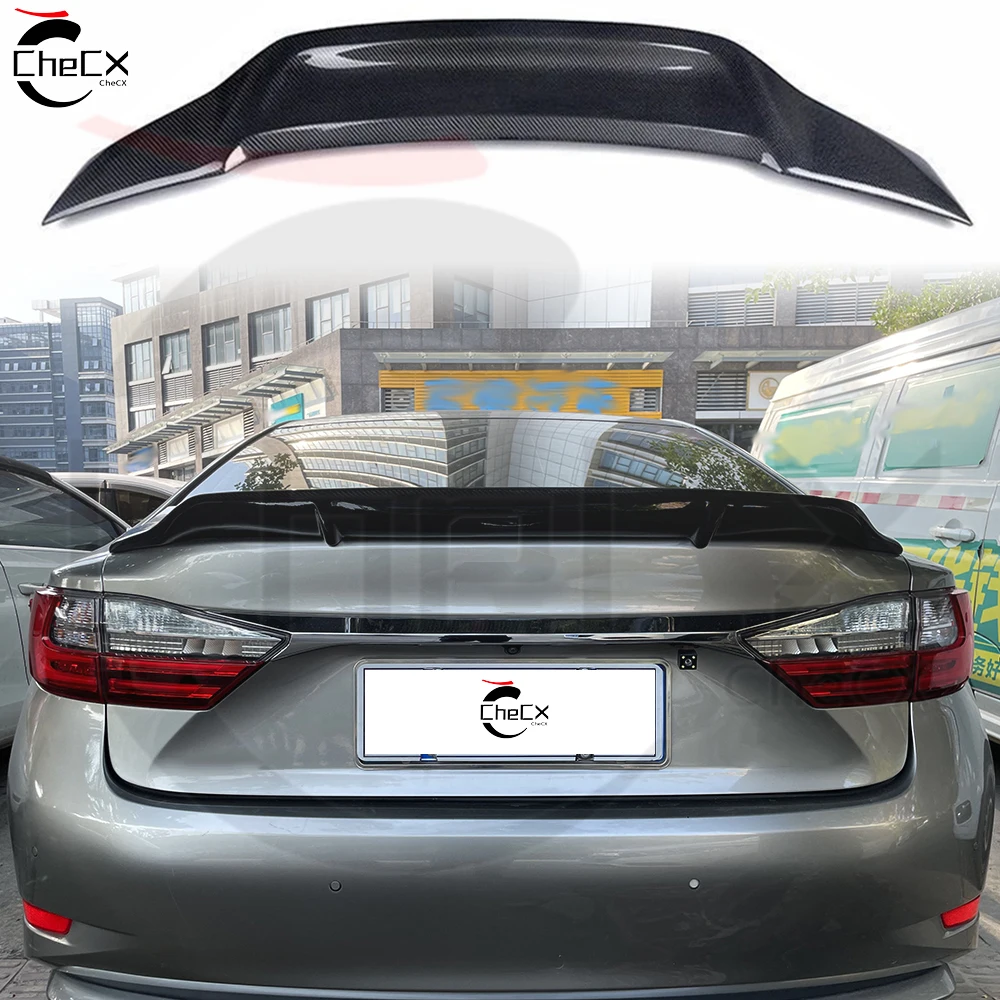 For 14-17 Lexus ES200 250 300H 350 HighQuality Fiberglass Rear Spoiler With Glossy Black Spoiler Tail Installed On The Trunk Lid