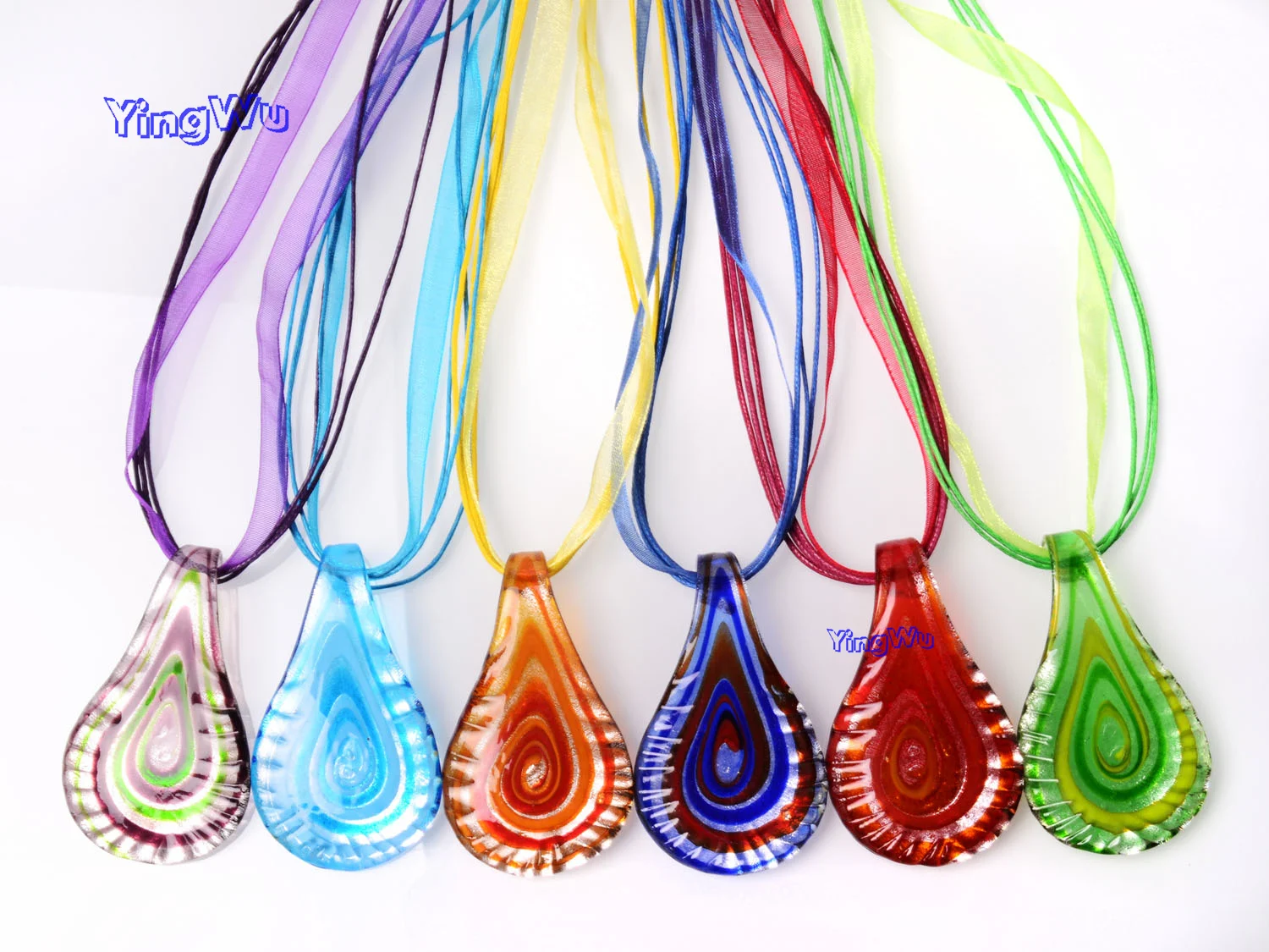 Yingwu Wholesale 6pcs Murano Lampwork Glass Drop Pendant Beauty Necklaces For Women's Gift