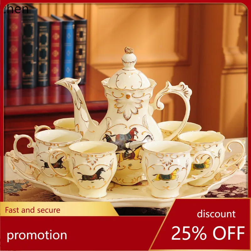 

H1 water cup teapot set - home living room drinkware, ceramic tea set, coffee cup, coffee set, complete tray set
