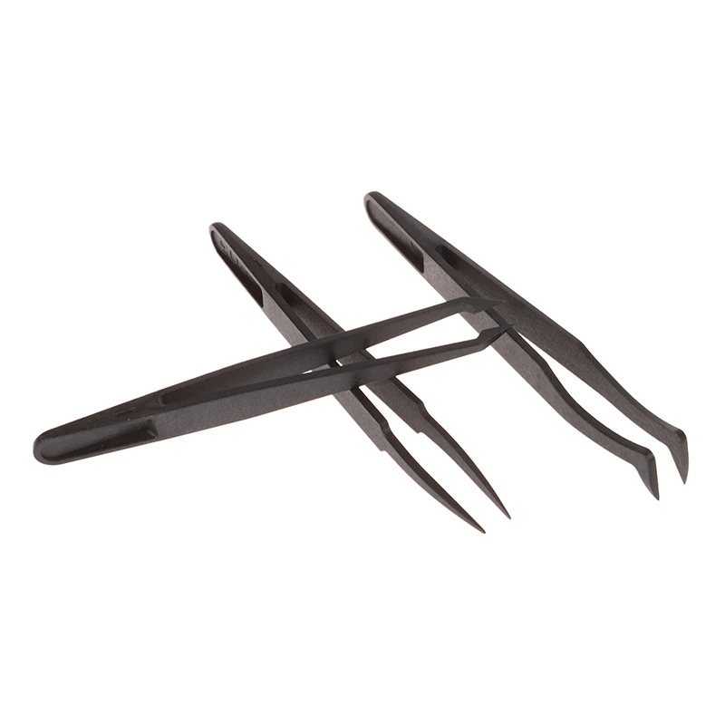 

1PC Watch Repair Tool Antistatic Carbon Fiber Tweezer Straight Elbow Plastic Handle Installation Work Tweezer For Watchmaker New