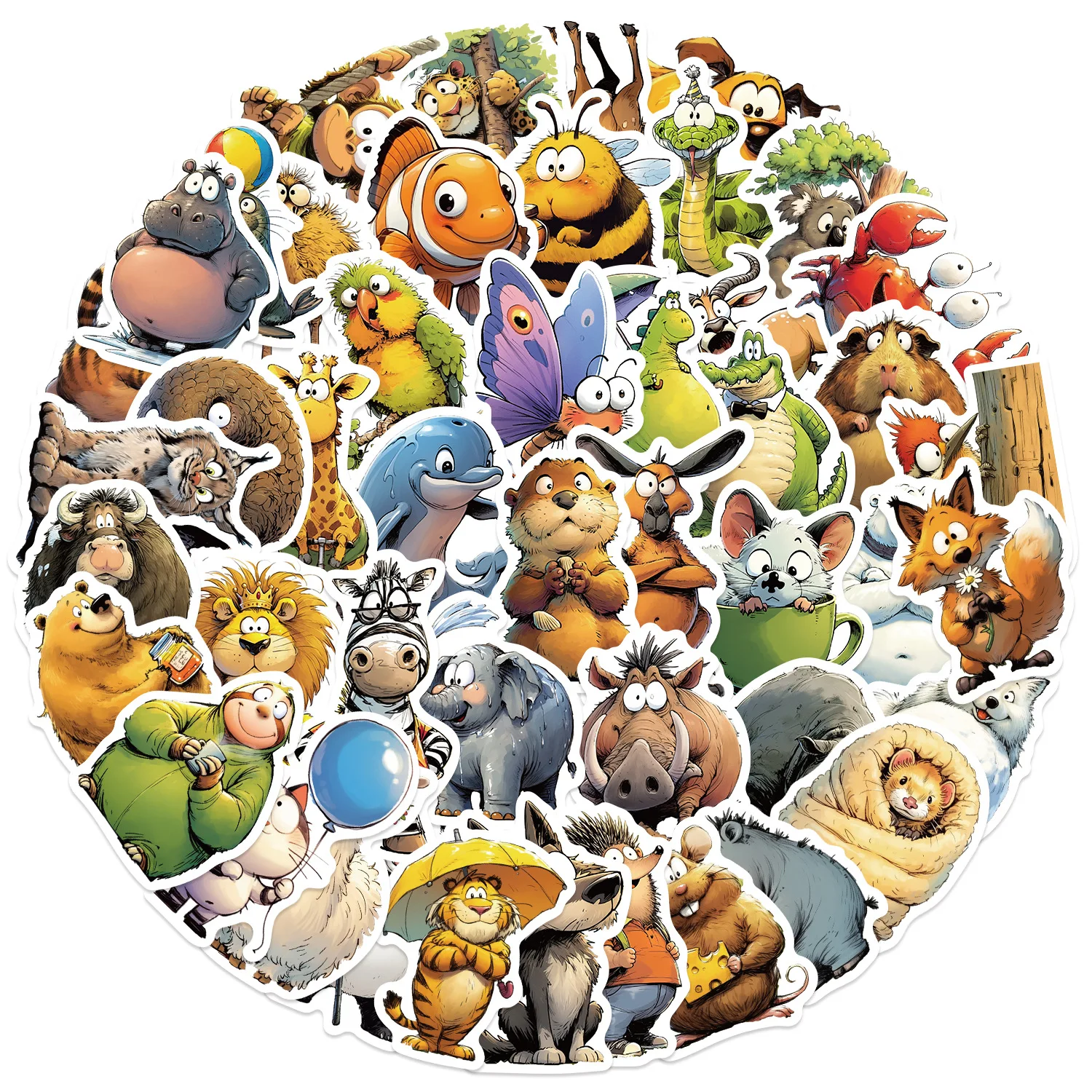 10/30/50pcs Cartoon Funny Animal Graffiti Stickers for Chindren Decorative Guitar Notebook Luggage DIY Decals Waterproof Sticker