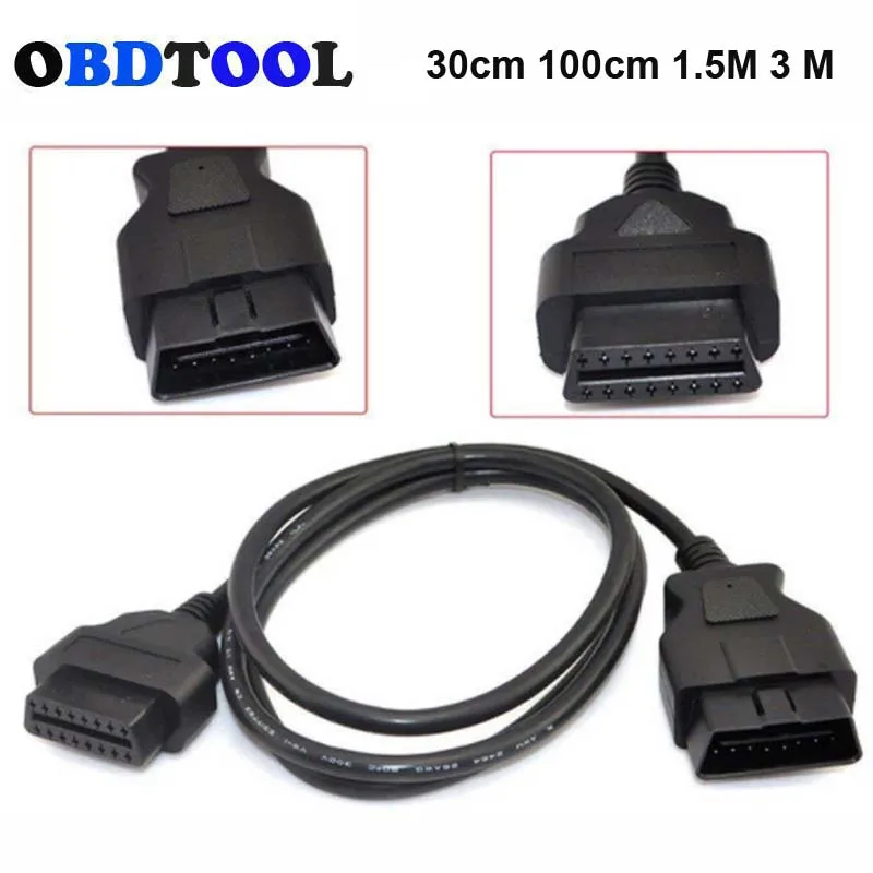 30cm 100cm 1.5M 3 Meter OBD2 16Pin Cable Male To Female Straight Plug OBD Extension Cord for Auto ECU Diagnostic Key Programmer