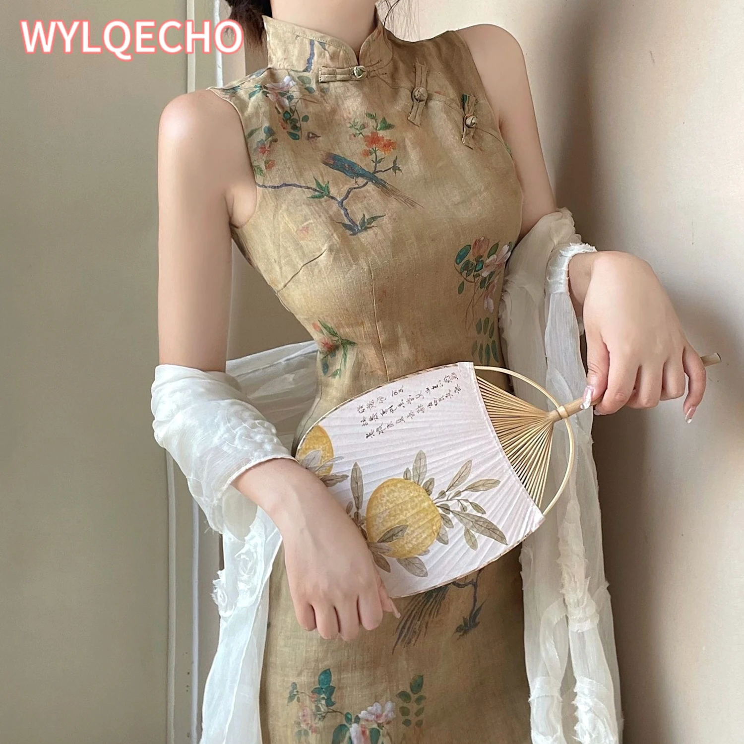 

Retro Cheongsam Old Shanghai Ancient Painting Qipao Dress Summer 2024 New Republic of China Style long Vintage Dress