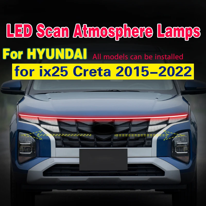 1szt Dla Hyundai Creta IX25 2015-2022 Samochodowe światła LED do jazdy dziennej DRL Dekoracja świateł przeciwmgielnych Pasek światła dziennego