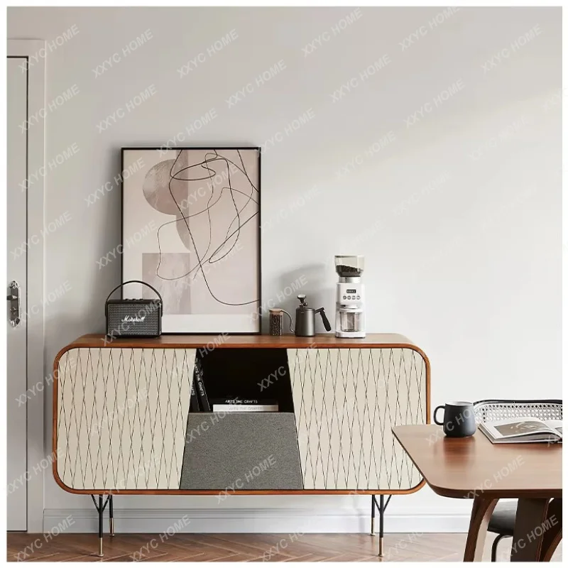 XXWhole House Furniture Solid Wood Sideboard  Ash Modern Minimalist Living Room Log Style Locker Against The Wall