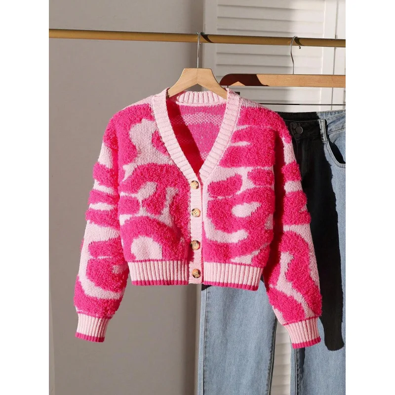 

Color Block V-Neck Knit Top Women's Fashion Spring 2026 Cross-Border Style Knitted Sweater Patchwork Design Ladies' Premium Wear