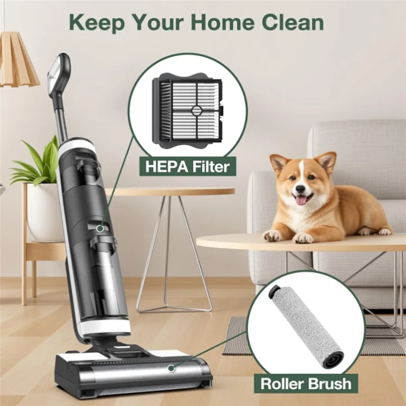 A39M Brush Roller And HEPA Filter Set Compatible With Tineco Ifloor 3/ Floor One S3 2 Pcs Brush Rollers + 4 Pcs Vacuum HEPA Filt