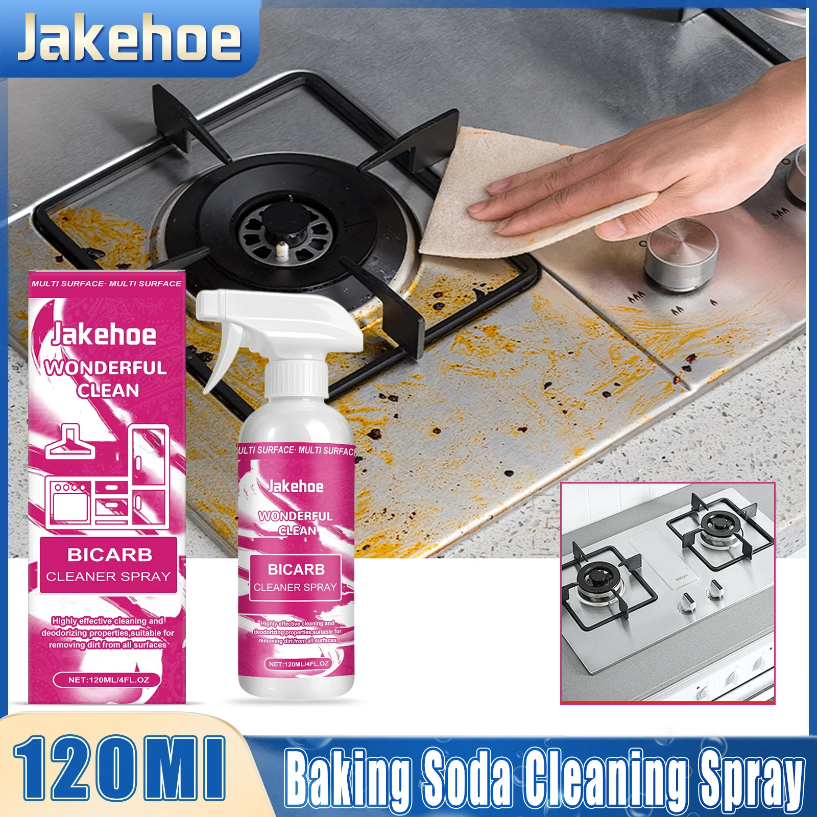 Limpiador de grasa resistente para hornear Soda, aparejos en aerosol, manchas de grasa tenaces, potente desengrasante para campanas y estufas de cocina