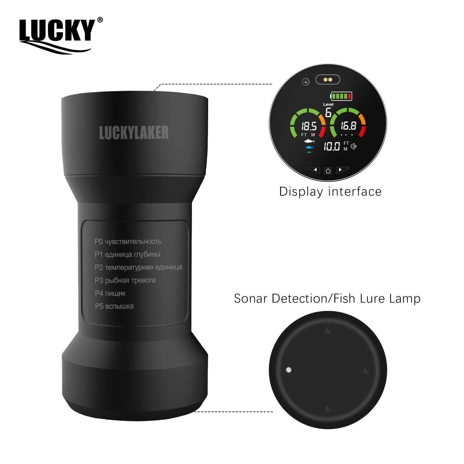 المحمولة السونار مكتشف الأسماك الصيد إغراء صدى أسلم الروسية دليل FF202 #3