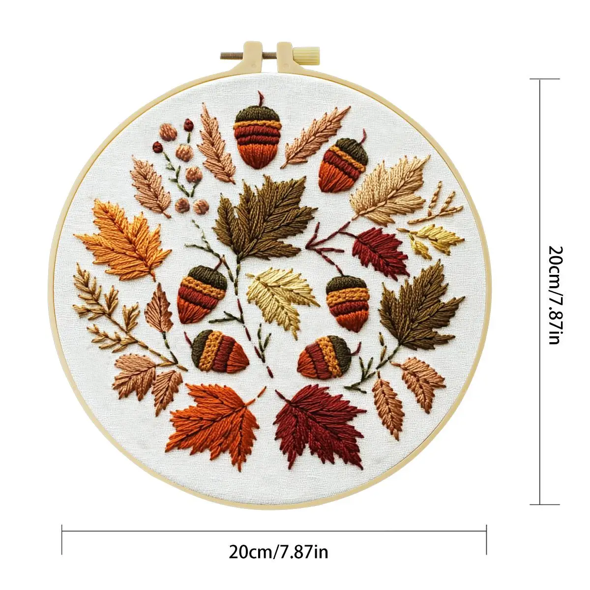 1 Stück 20X20CM/15X15CM 7,87/6,3 Zoll Blätter und Tannenzapfen Stickerei Starter-Kit DIY-Kit DIY-Stickerei-Set Handarbeiten – Detail 5