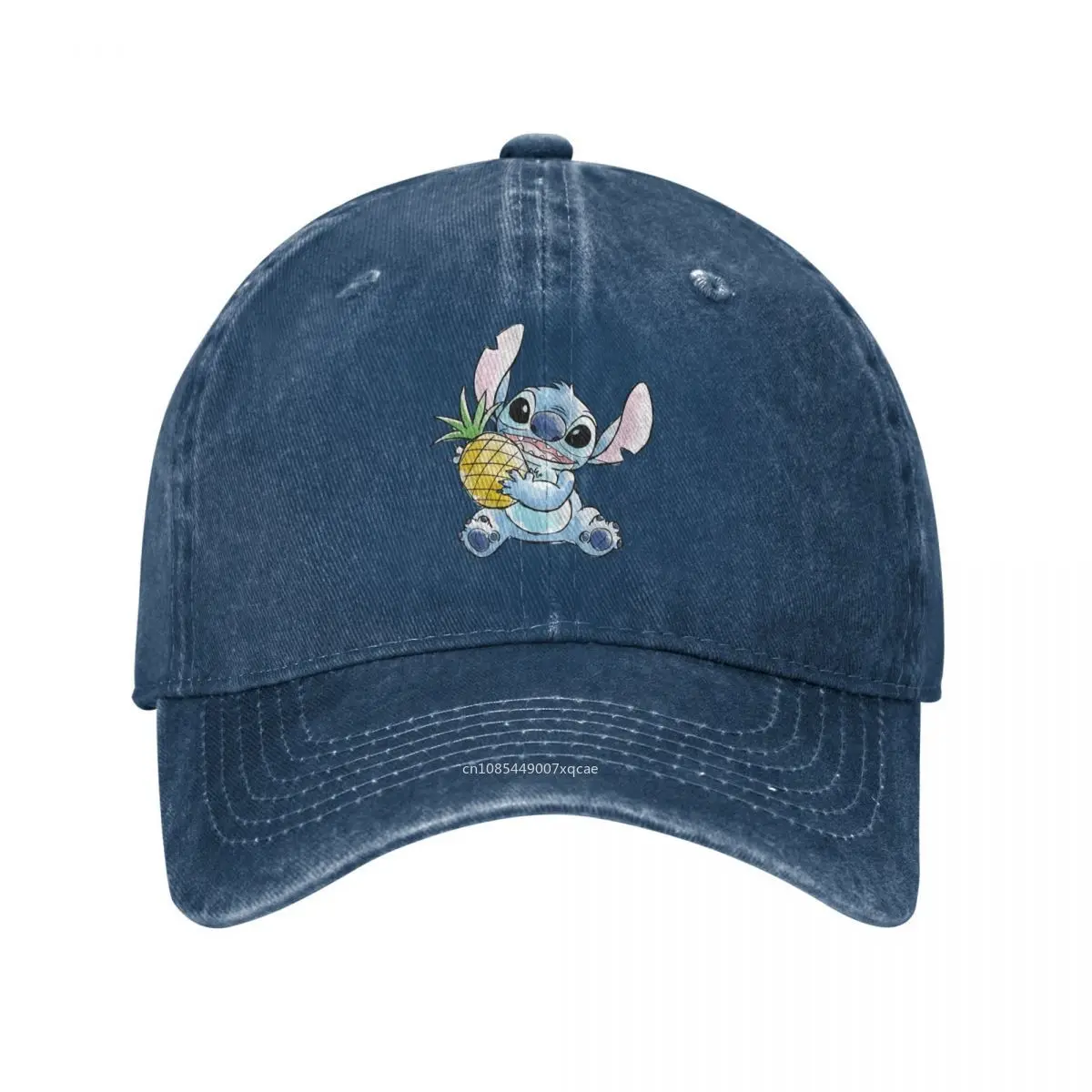 Watercolor Stitch Holding Pineapple Baseball Caps Lilo Distressed Washed Hats Cap Vintage Running Unstructured Snapback Cap