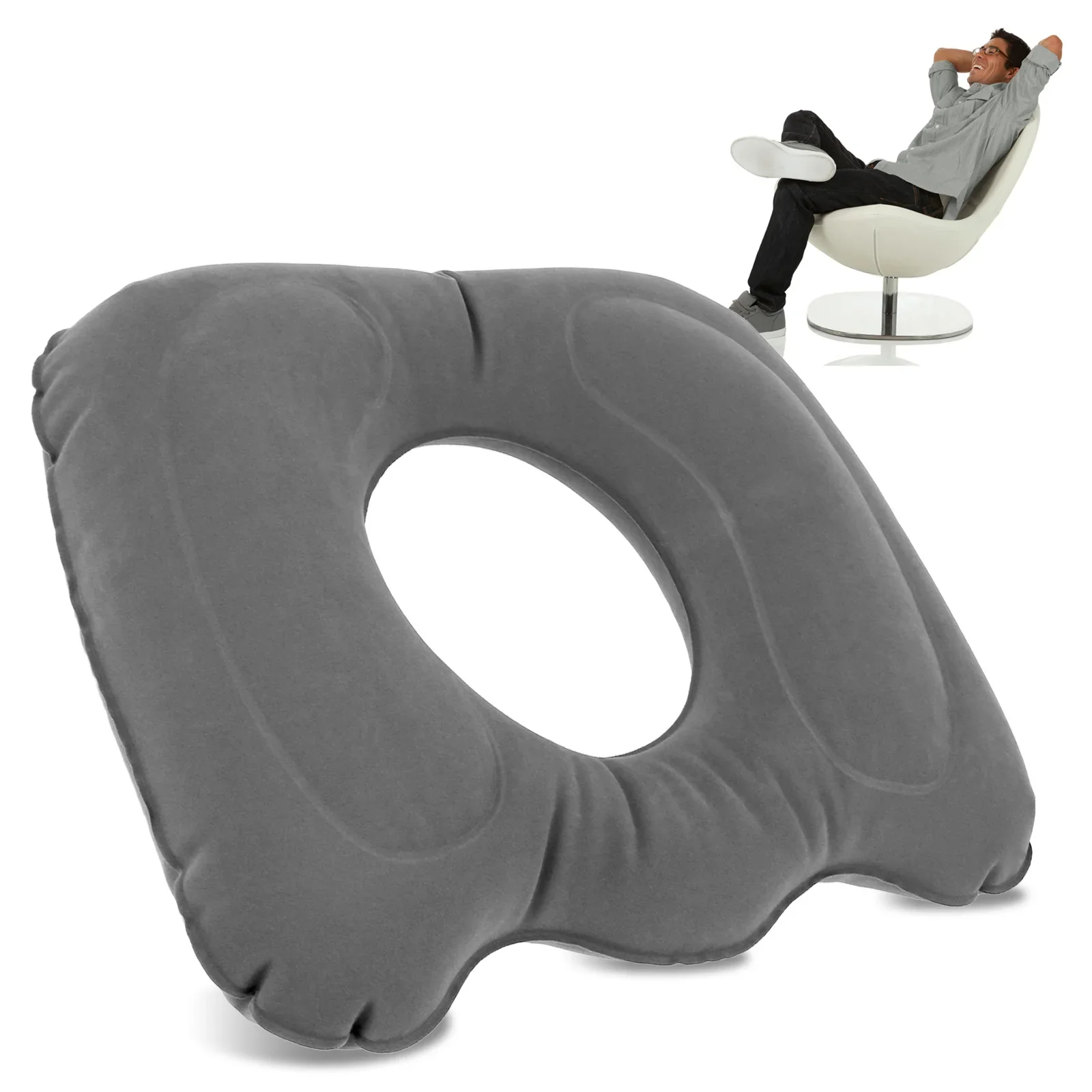 Almofada de assento inflável donut para hemorróidas almofada de assento ajustável leve inflável massagem travesseiro cadeira almofada de assento novo