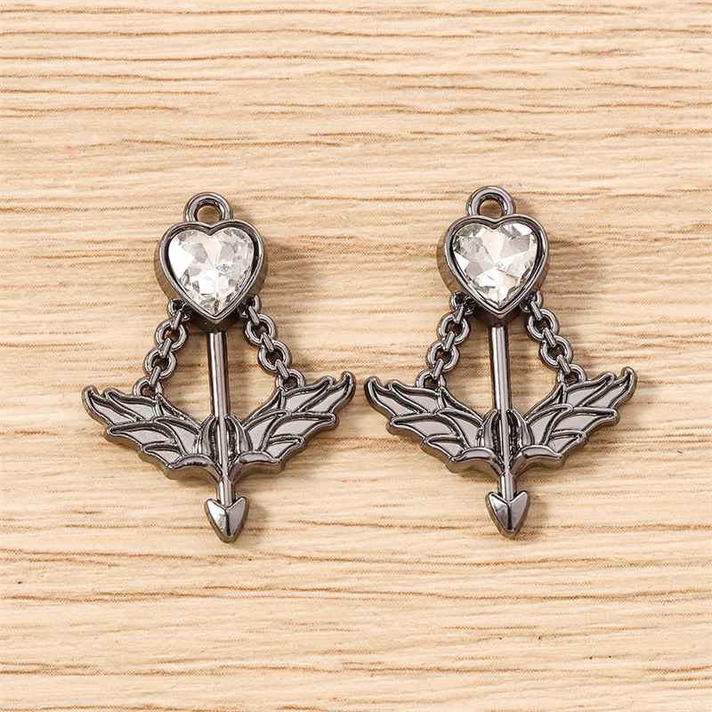 5 Stück 19x16mm Niedliche Kristall-Metall-Pfeil-Anhänger für Schmuckherstellung, Ohrhänger, Halsketten, Armbänder, DIY-Bastelbedarf – Detail 20