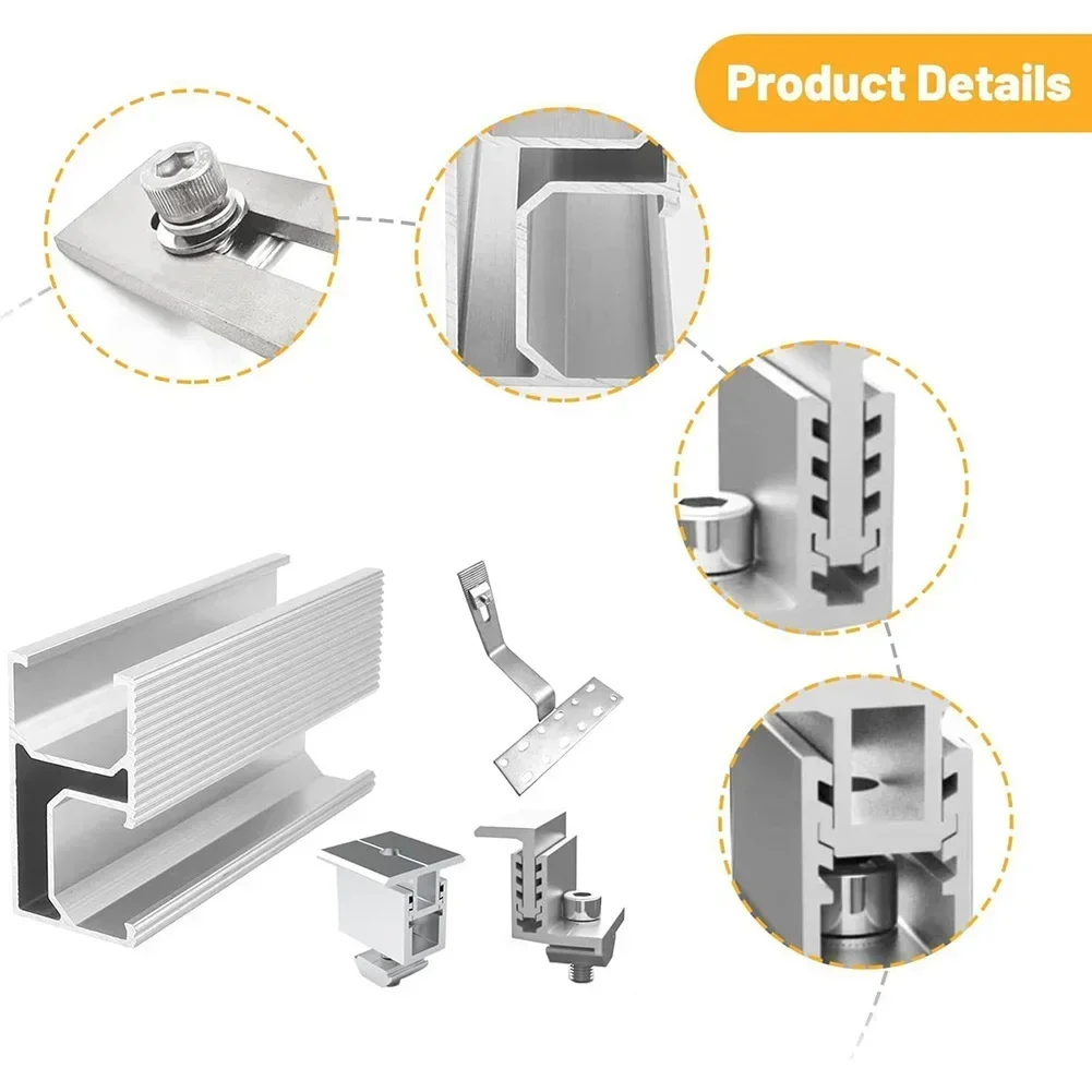 Imagem -05 - Conjunto pv Fotovoltaica Suporte de Montagem Trilho Guia Telhado Ganchos para 3050 mm Painel Solar Middle End Braçadeira Fotovoltaica Suporte Pcs