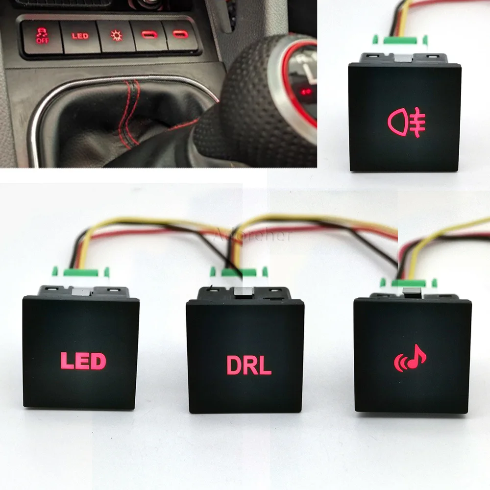 

1 шт. красный светодиодный автомобильный выключатель включения и выключения пассажира, кнопка включения с 3-проводами, подходит для VW Golf 6 MK6 Jetta 5