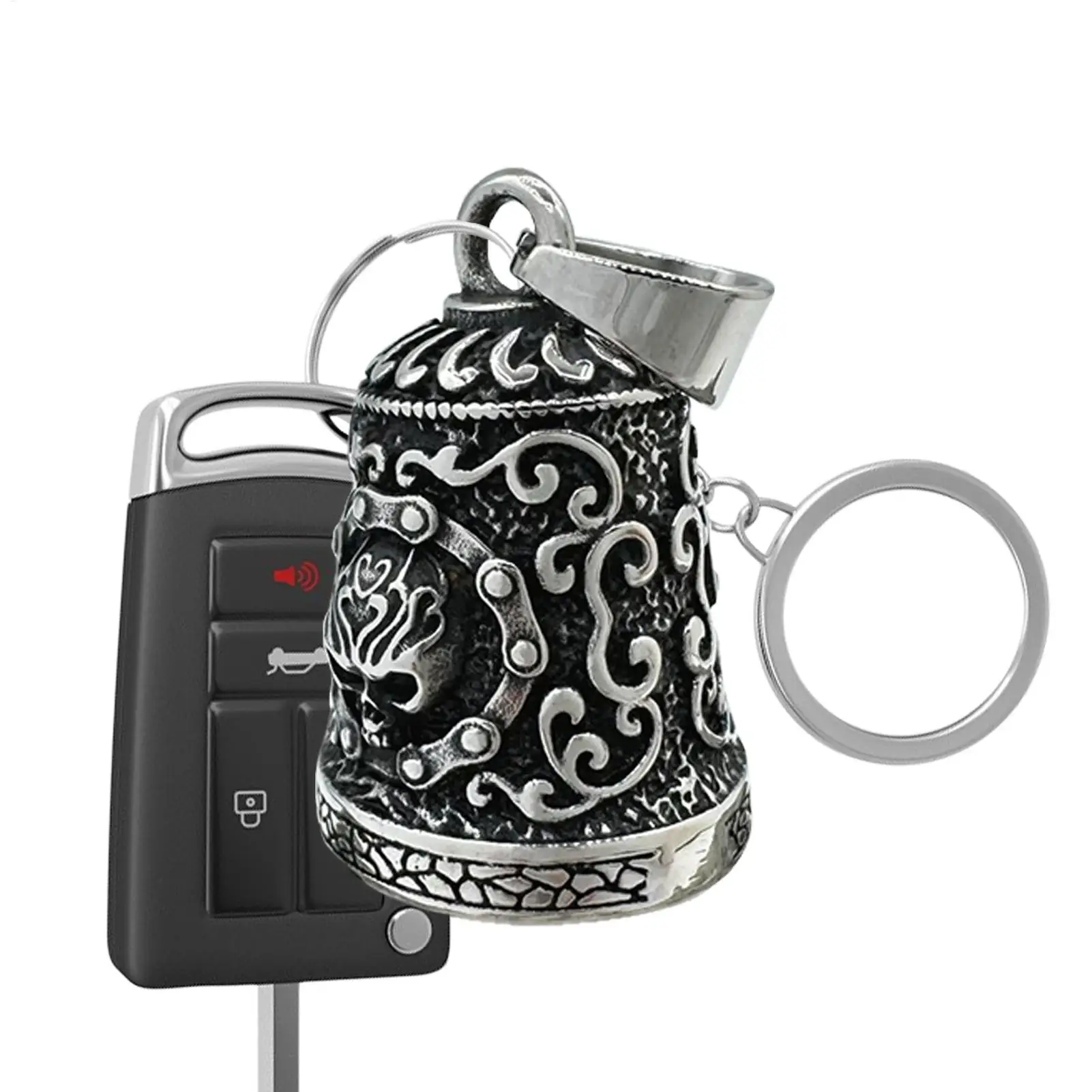 Skull Bell Charm Motorcycle Bells Decor For Men Rider Riding Weatherproof Motorbike Accessory Handmade Rider Key Chain Ornament