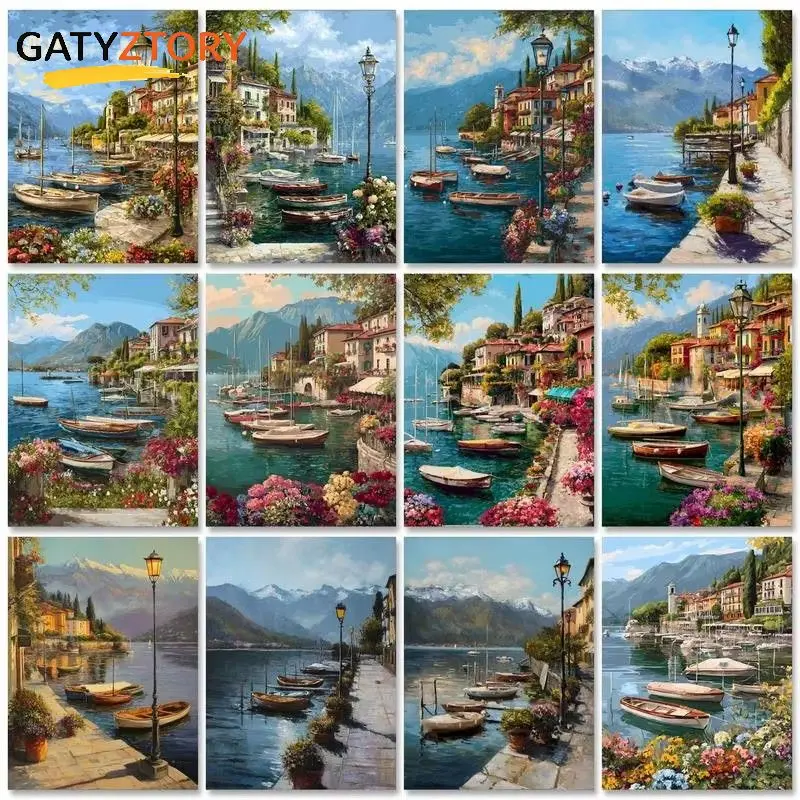 GATYZTORY Painting By Numbers Home Wall Art Decor Coloring By Numbers Town Scenery Crafts Gift Home Decor Diy Idea