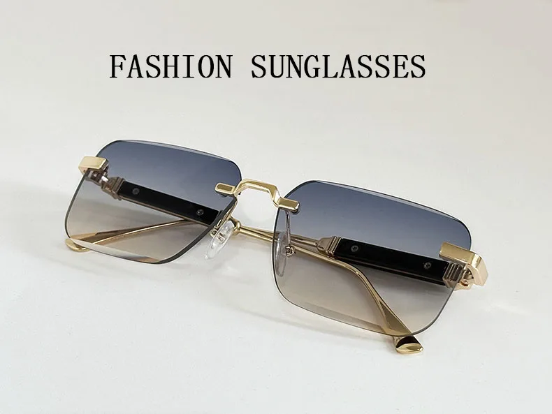 Neue 2024 Quadratische Sonnenbrille Frauen Trendy Vintage Designer Randlose Sonnenbrille Für Männer Urlaub Mode Gläser Lentes De Sol Mujer – Detail 8