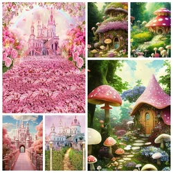 Fairy Tale Enchanted Forest Backdrop Photography Dreamy Wonderland Mushroom Jungle Castle Baby Birthday Photo Background Props