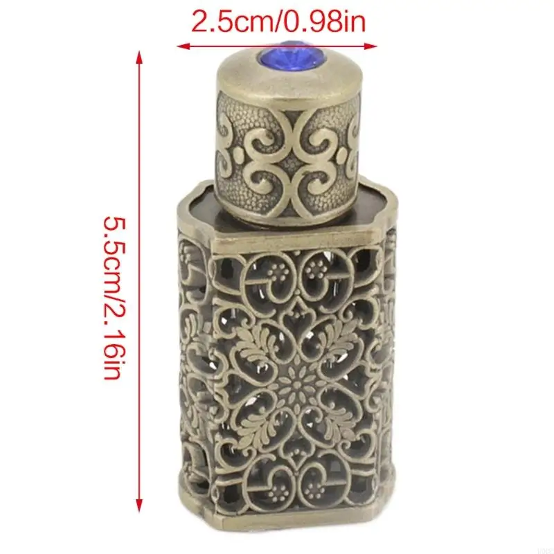 U0DE 3Ml Vintage Kim Loại Nước Hoa Chai Tinh Dầu Nhỏ Giọt Chai Bình Rỗng Lưu Trữ Chai Quà Tặng Trang Trí Đám Cưới