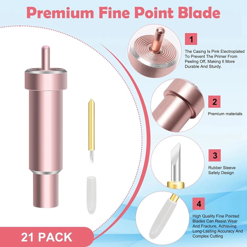 21Pcs Deep Fine Point Blades+Housing,Deep Cut Blade And Housing,Replacement Blade For Cricut Maker 3/Maker/Explore 3