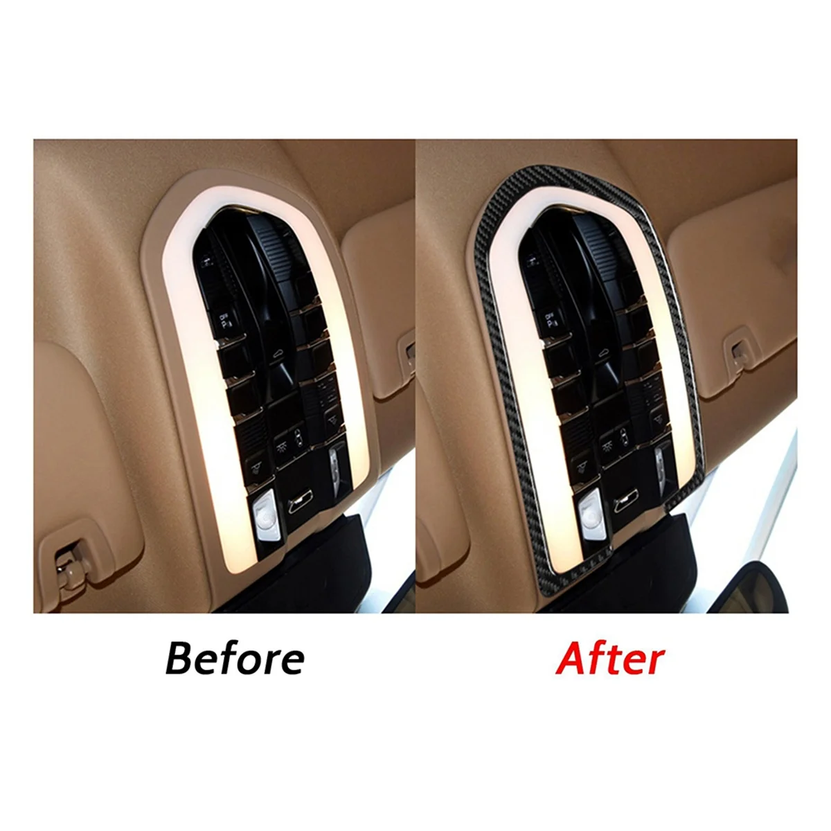 Carbon Fiber Front Reading Light Panel Cover Trim Sticker for Porsche Panamera 2010-2016, Interior Accessories -T45C