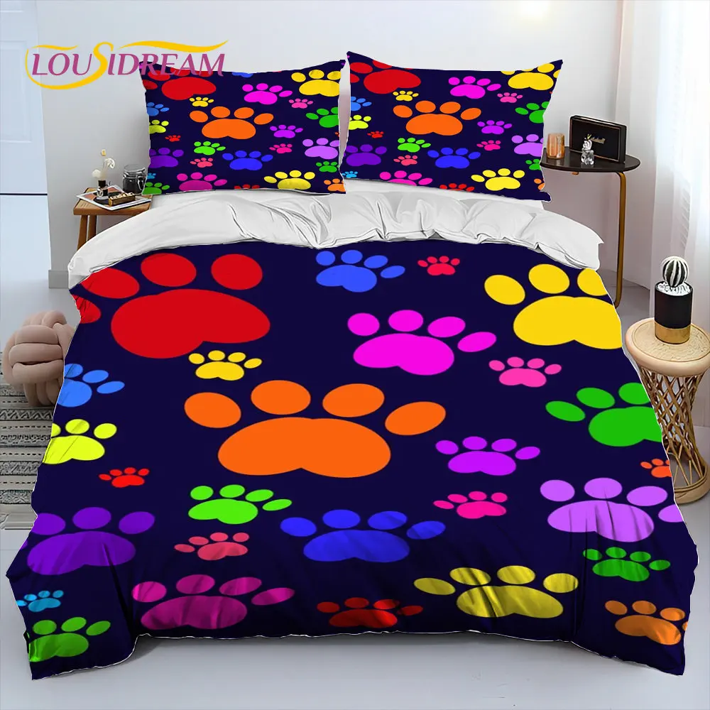 

3D Pets Footprint Sole Comforter Bedding Set,Duvet Cover Bed Set Quilt Cover Pillowcase,King Queen Size Bedding Set Adult Child