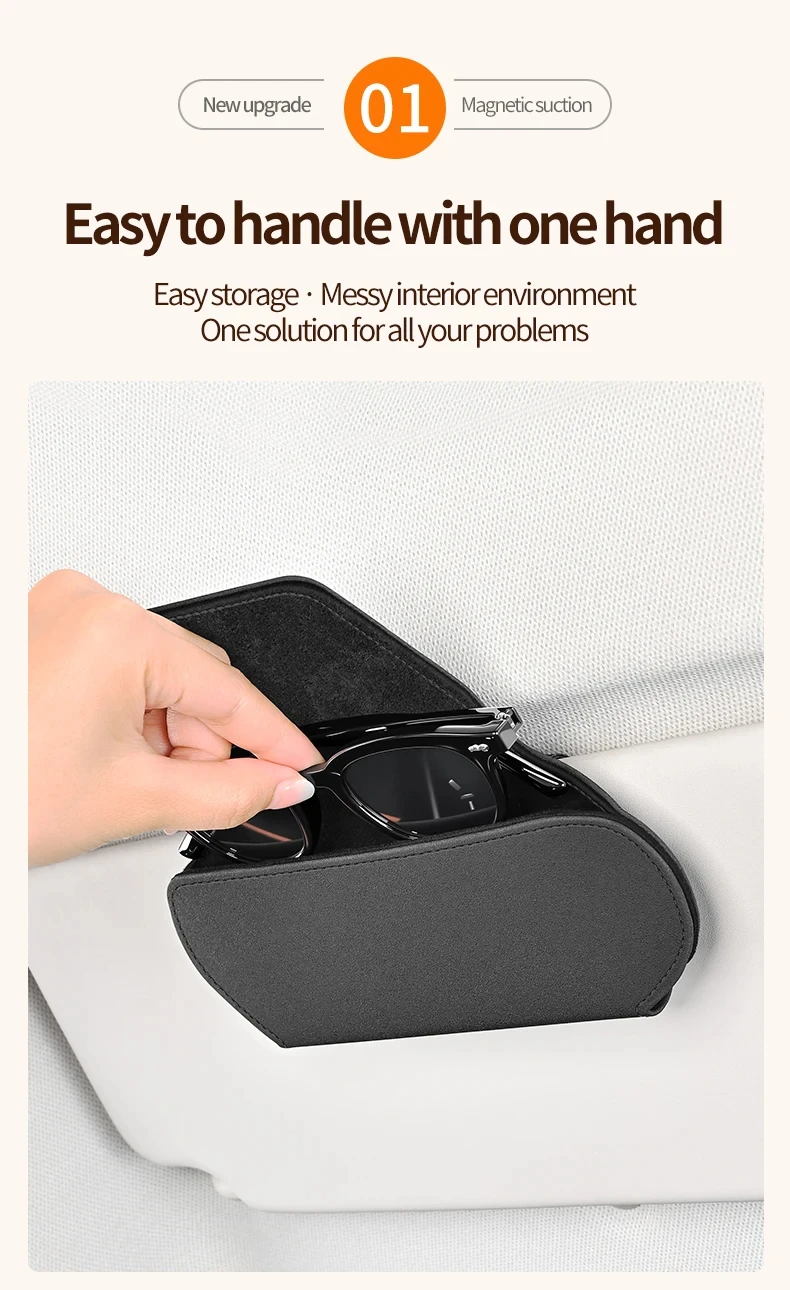 Car visor storage box for eyeglasses