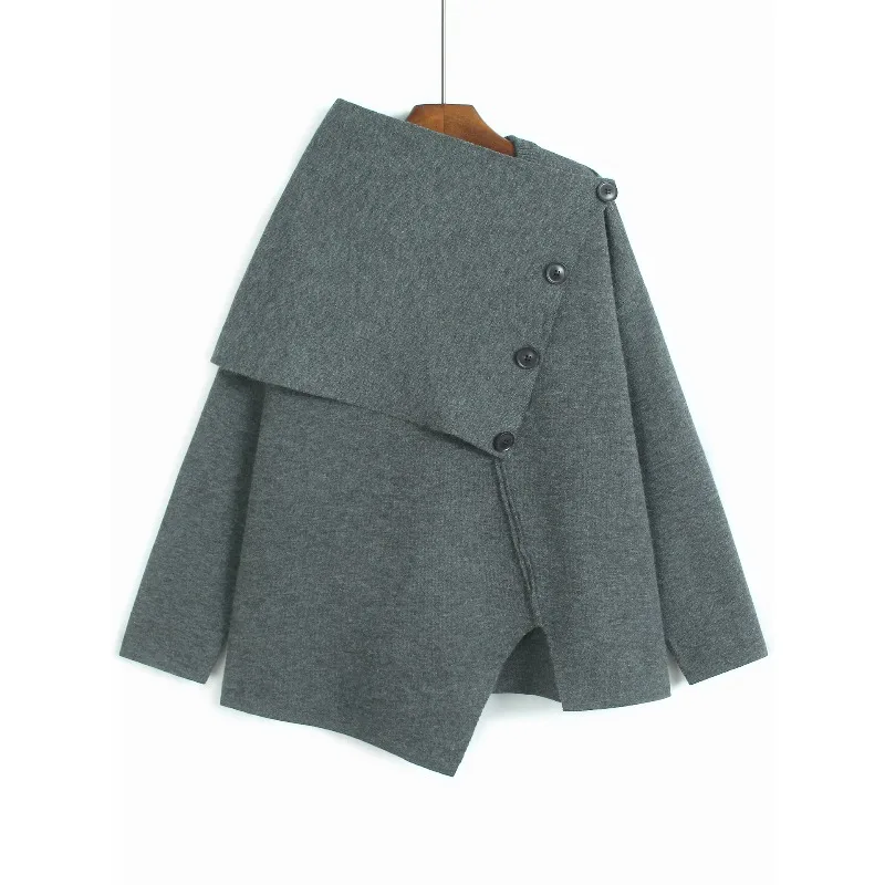 

SuperAen Asymmetrical Shawl Sweater for Women's Loose Autumn and Winter New Korean Style Oversize Long-sleeved Tops