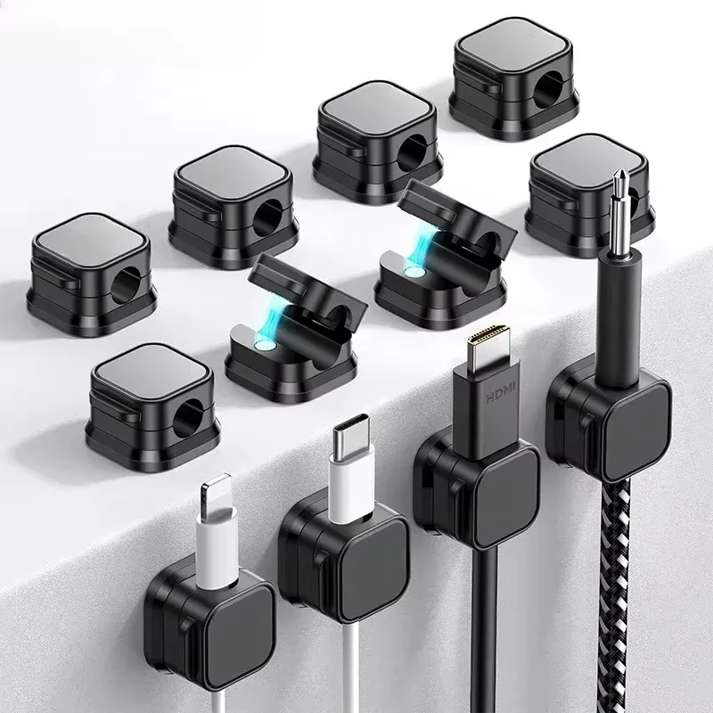 1/2PCS Magnetic Cable Clips Cable Smooth Desk Cable Management Wire Keeper Adjustable Cord Holder Under Cable Organizer Holder