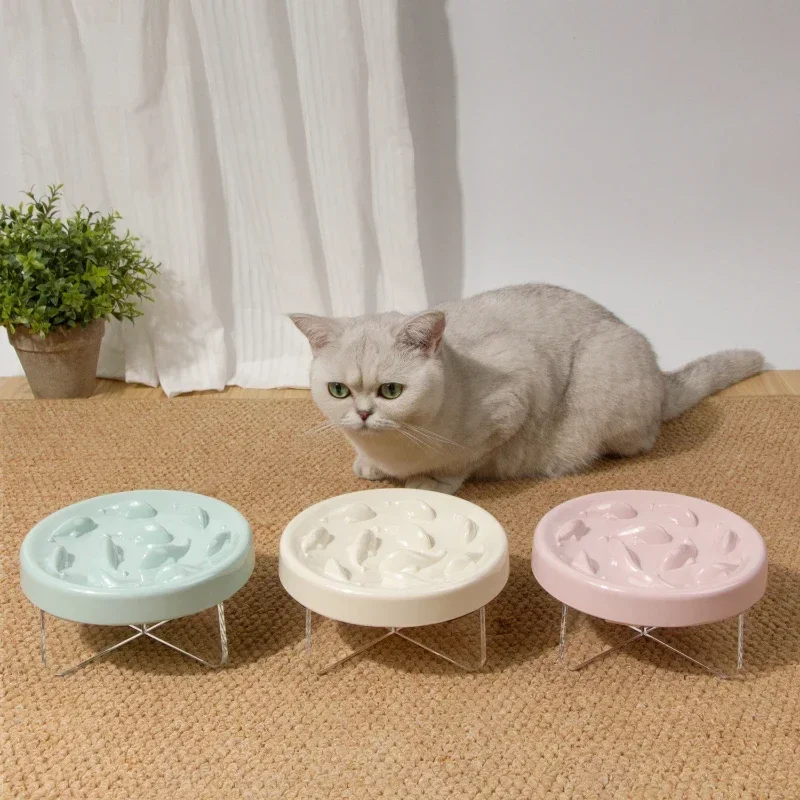 Pet Cat Bowl Raised Anti-choke Food Plate Pet Slow Food Bowl for Medium Small Cats Feeder Protect Stomach OEM Drop Shipping