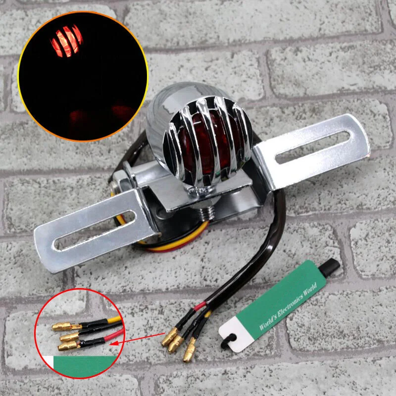 

Black SILVER GM 12V Motorcycle Rear Brake Stop Tail Light Lamp For BWM Chopper Bobber