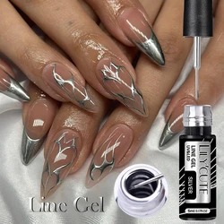 LILYCUTE 5ML Metallic Painting Liner Gel Polish Super Bright Gold Silver Mirror Gel Nail Polish linee semipermanenti French Nail