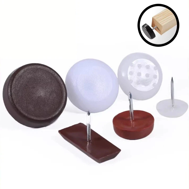 

16/18mm White/Brown PVC Furniture Feet Nails / Stick-on & Screw-in Glide Pads for Chair Table Leg Protector
