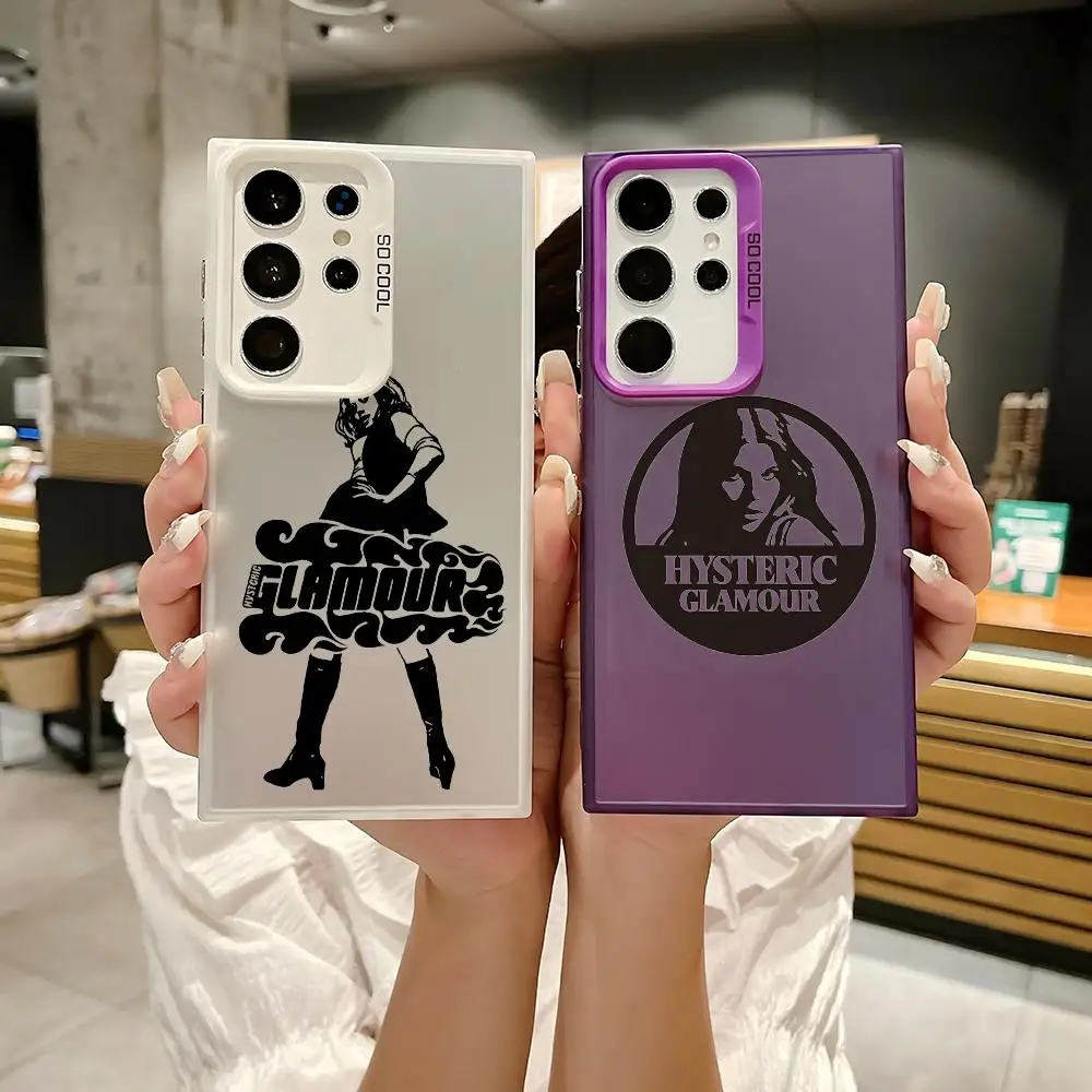H-Hysteric-G-Glamour Girl Phone Case For Samsung Galaxy S25 Edge S24 S23 S22 S21 S20 Ultra Funda Silicone Silver Phone Case