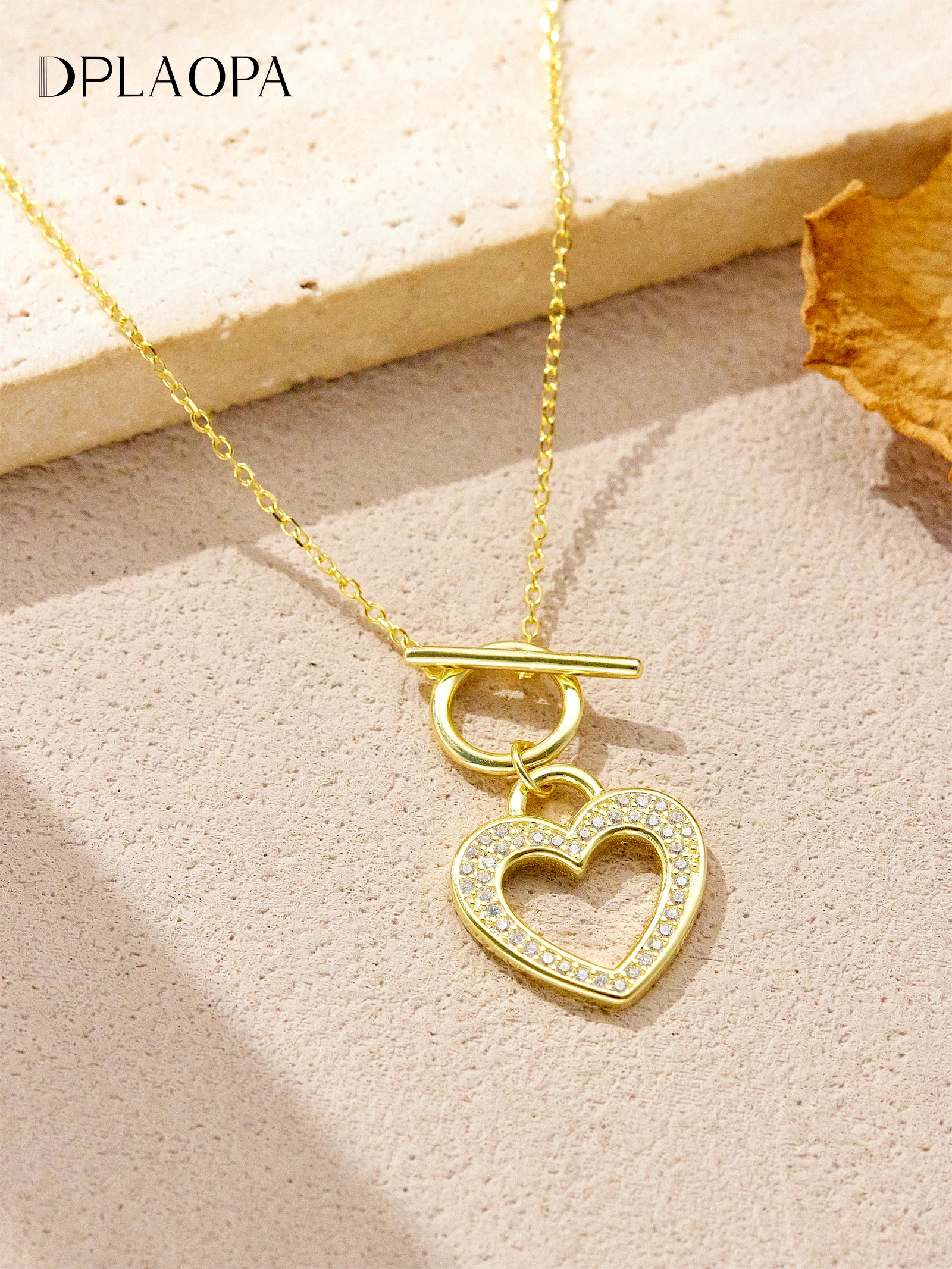

DPLAOPA Women 925 Sterling Silver Circle Bar Heart Hollow CZ Zircon Necklace 2025 Fashion Luxury Fine Vintage Jewelry Gift