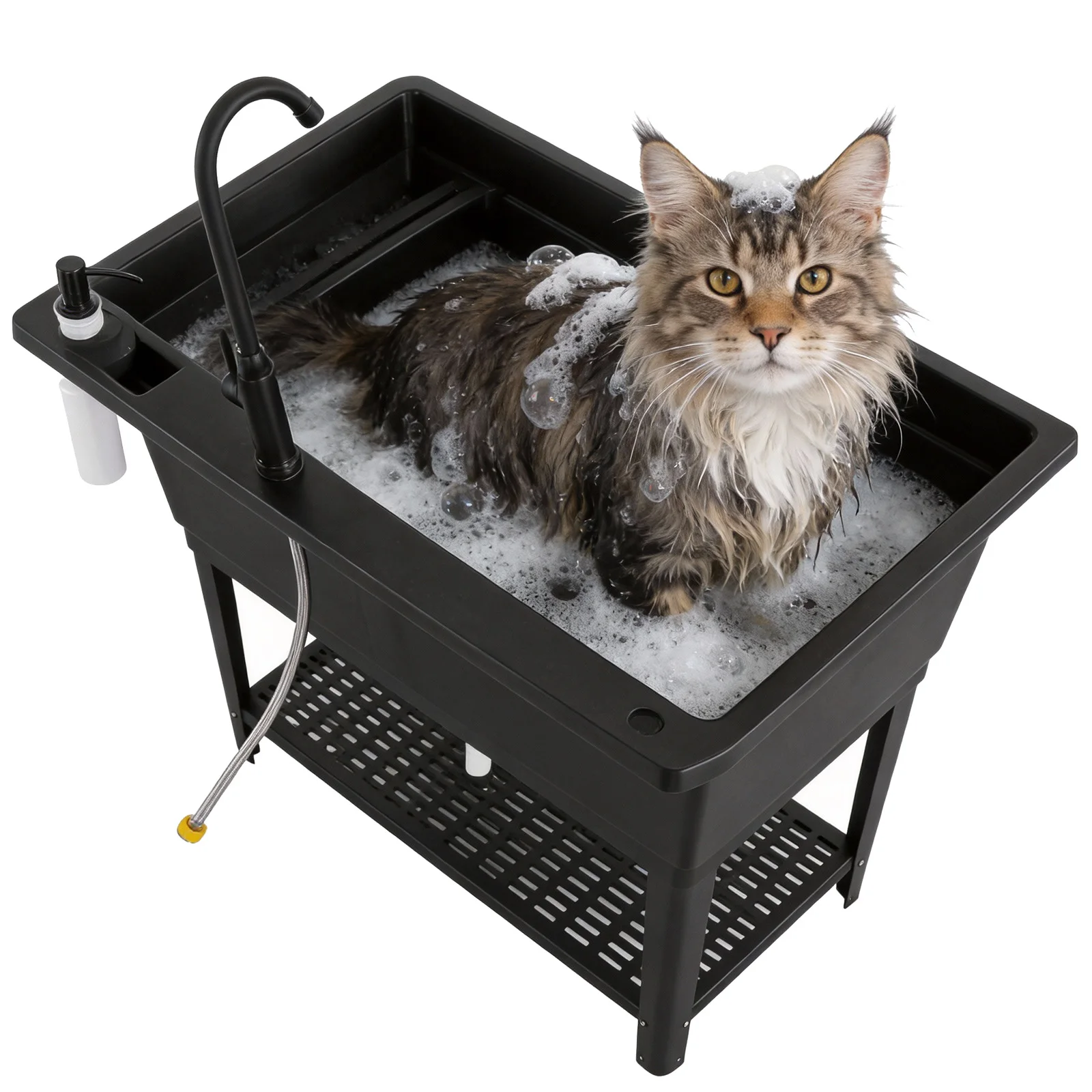 

Отдельностоящая пластиковая раковина для прачечной с краном из нержавеющей стали и дозатором для мыла, отдельностоящая раковина для прачечной, двора, сада