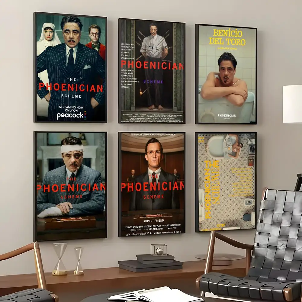 Movie The Phoenician Scheme Poster Self-Adhesive Waterproof Wall Stickers, Coffee Bar Home Wall Decor