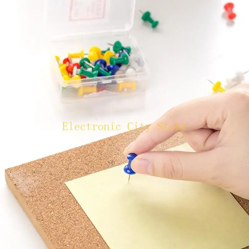 50 PCS coloridos Pins Press Tacks Pushpins Decorative Pushpins Taches oficina Suministros oficina Póster Pins Hu8d
