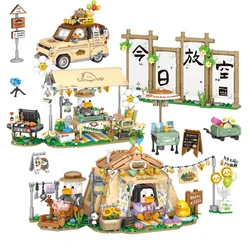 Loz Mini Camping Picnicking Building Blocks MOC Barbecue Grill Camping Tent Coffee Truck Model Toy Bricks Children Birthday Gift