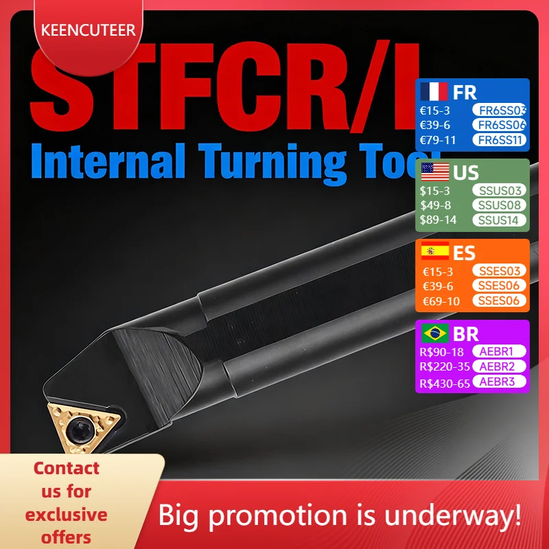 

Screw Type Internal Turning Tool S08K/S10K/S12M/S14N/S16Q/S20R/S25S- STFCR/L 07/11/16 CNC Cutting Lathe Turning Tool Cutter Bar
