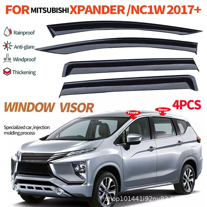 Suitable for SUV Mitsubishi XPANDER Four Door Window Glass Barrier Eyebrow Mod Wind & Rain Deflectors No-Drill Design