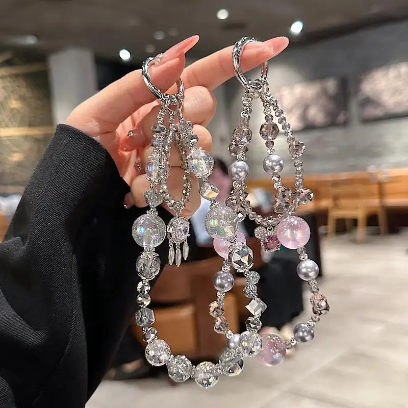 

Luxury Glass Bead Phone Strap Handmade Crystal Pendant Chain for Phone Bag Key Light Luxury Heidi Beads Accessory Gift for Women