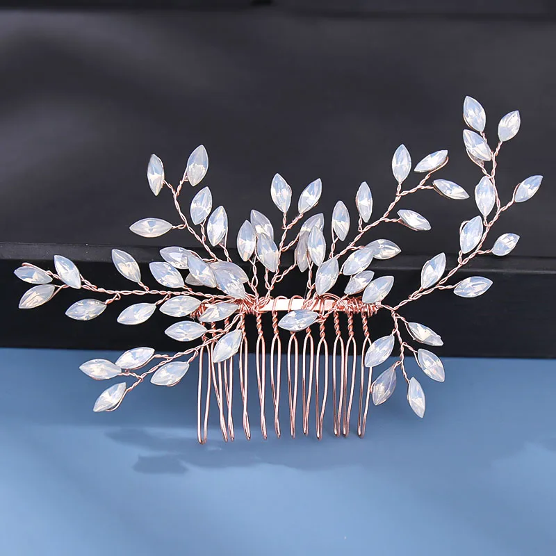 Gold Rhinestone Pearl Color Wedding Hair Combs Rose Gold Hair Accessories For Women Accessories Gold Hair Ornaments Jewelry image 4