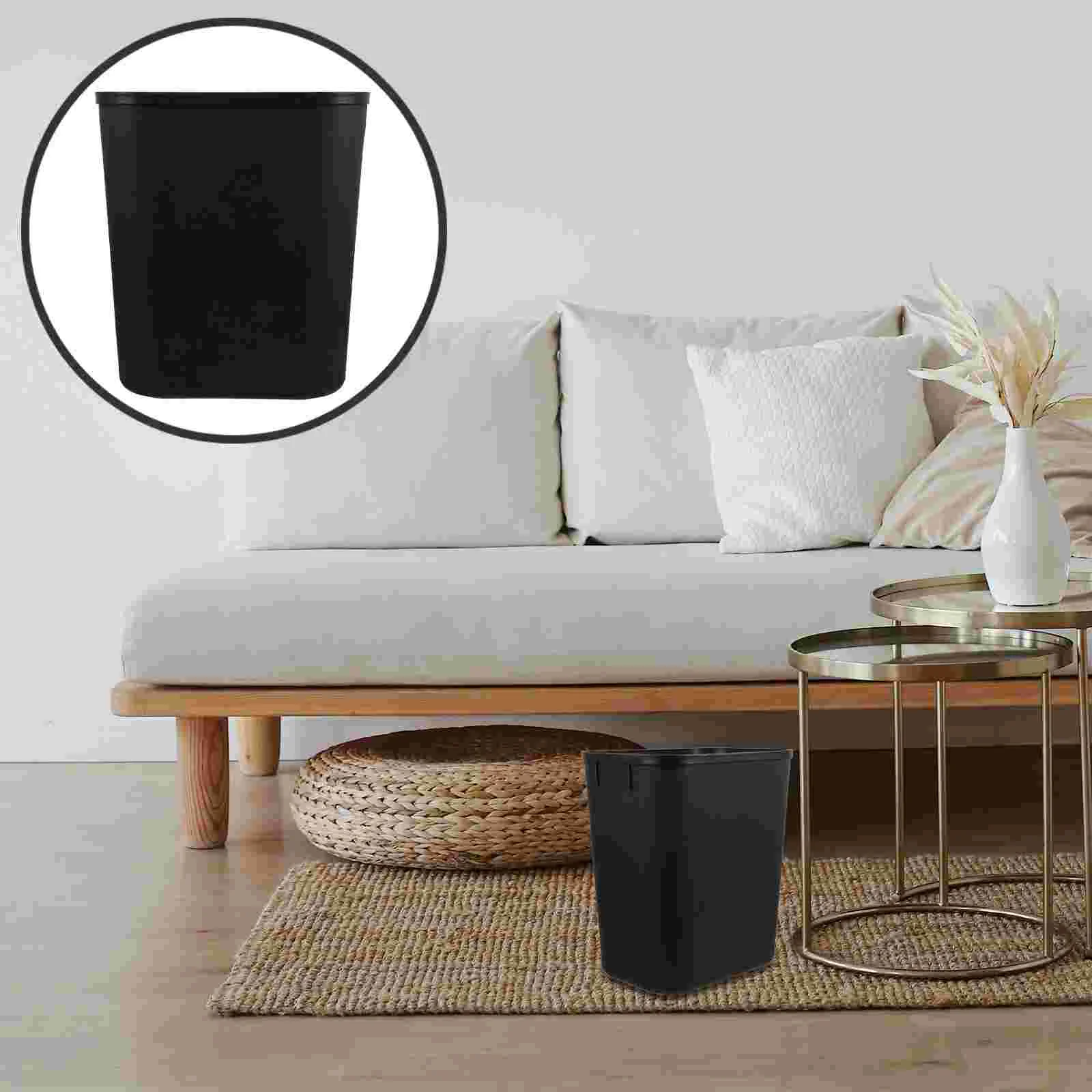 Trash Can Garbage Outdoor Black Toilet Paper Bucket Rectangle Square Bin Waste Storage Girl Office