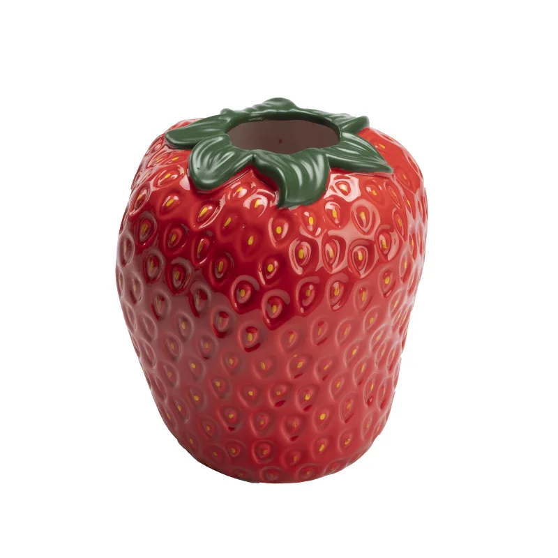 

Modern strawberry vase ceramic hydroponics ins high value light luxury ornament living room flower arrangement simulation flower