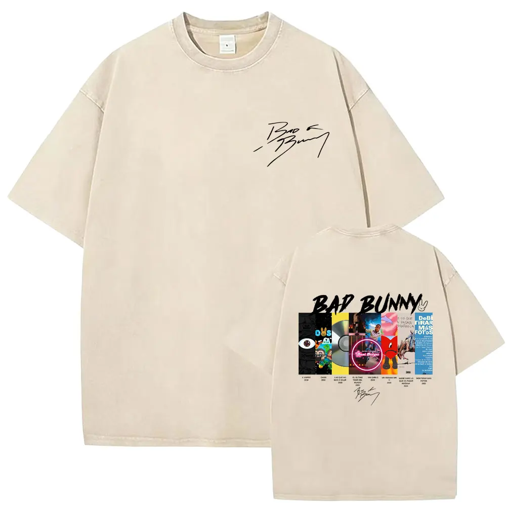 Rapper Bad Bunny DeBi TiRAR MaS FOToS DTMF Graphic T-shirt Men Women Hip Hop Washed Vintage Short Sleeve Male Oversized T Shirts