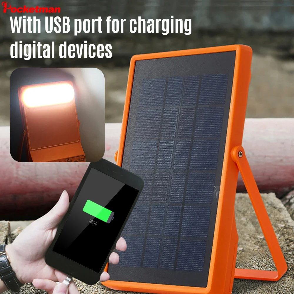 

Solar LED Work Light Outdoor Solar Panel Output Emergency Lights USB Rechargeable Waterproof Power Bank Camping Flood Light