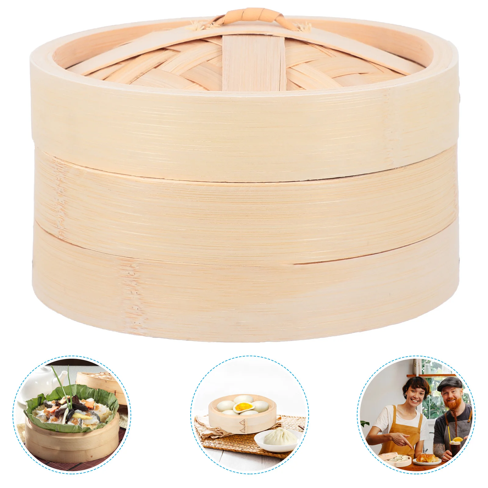 

1Set Bamboo Steamer Kitchen Handmade Food Steamer Lid Basket Fits Wok Stockpot Vegetable Meat Steaming